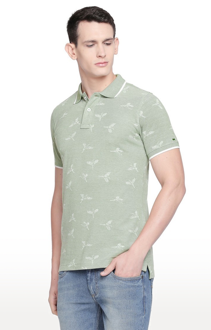 Basics | Men's Green Cotton Printed T-Shirt 0