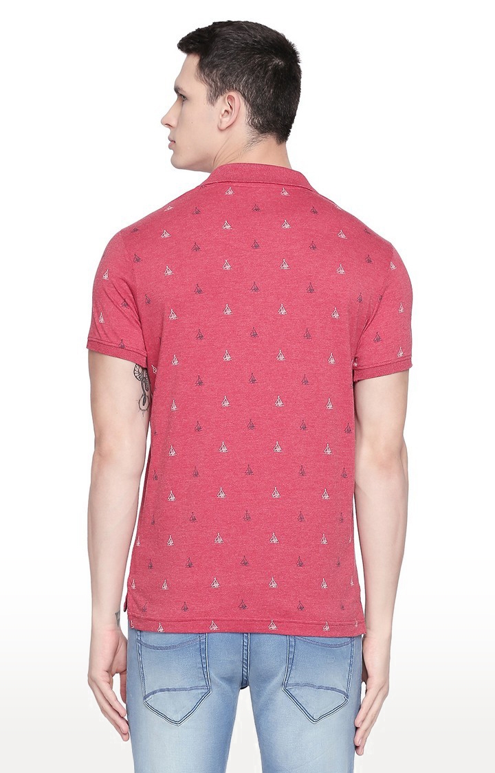 Basics | Men's Red Cotton Blend Printed T-Shirt 1