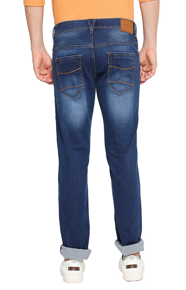 Basics | Men's Blue Cotton Blend Solid Jeans 3