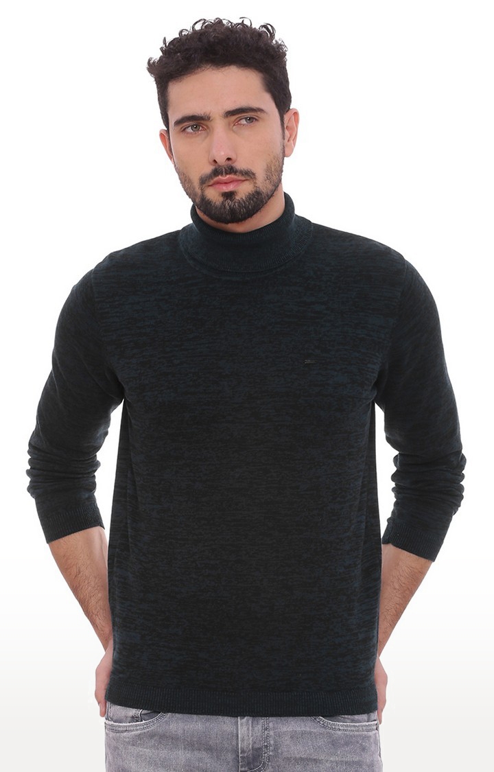 Basics | Men's Blue Cotton Solid Sweaters 0