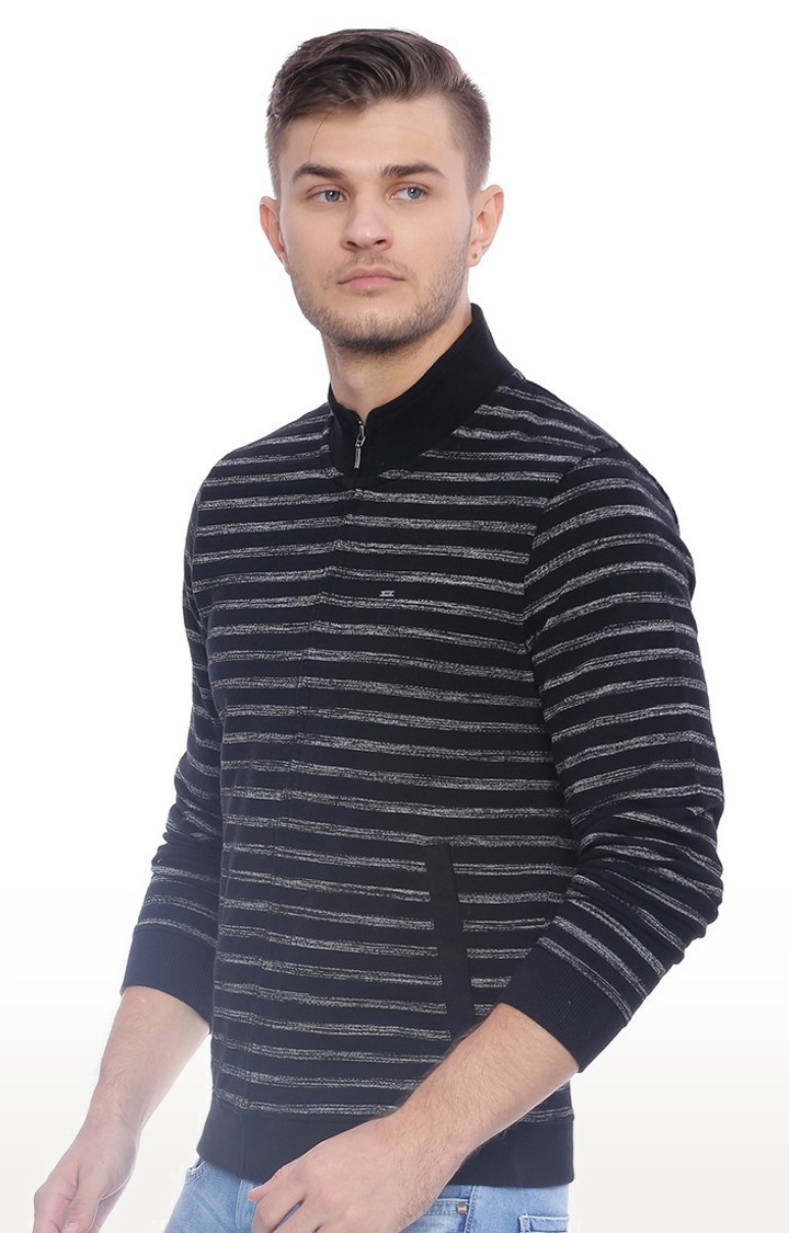 Basics | Men's Blue Cotton Blend Striped Sweaters 1