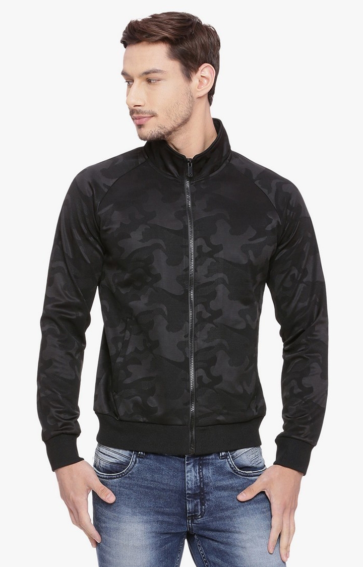 Basics | Men's Black Cotton Blend Camouflage Western Jackets 0