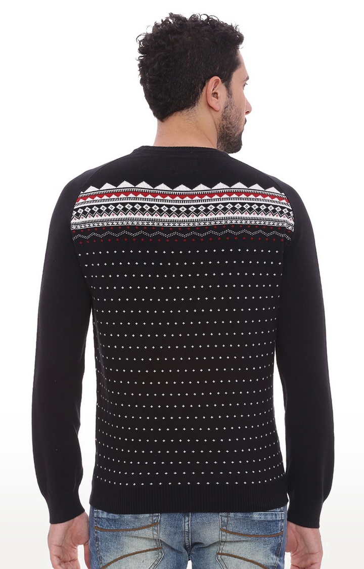 Basics | Men's Black Cotton Printed Sweaters 2