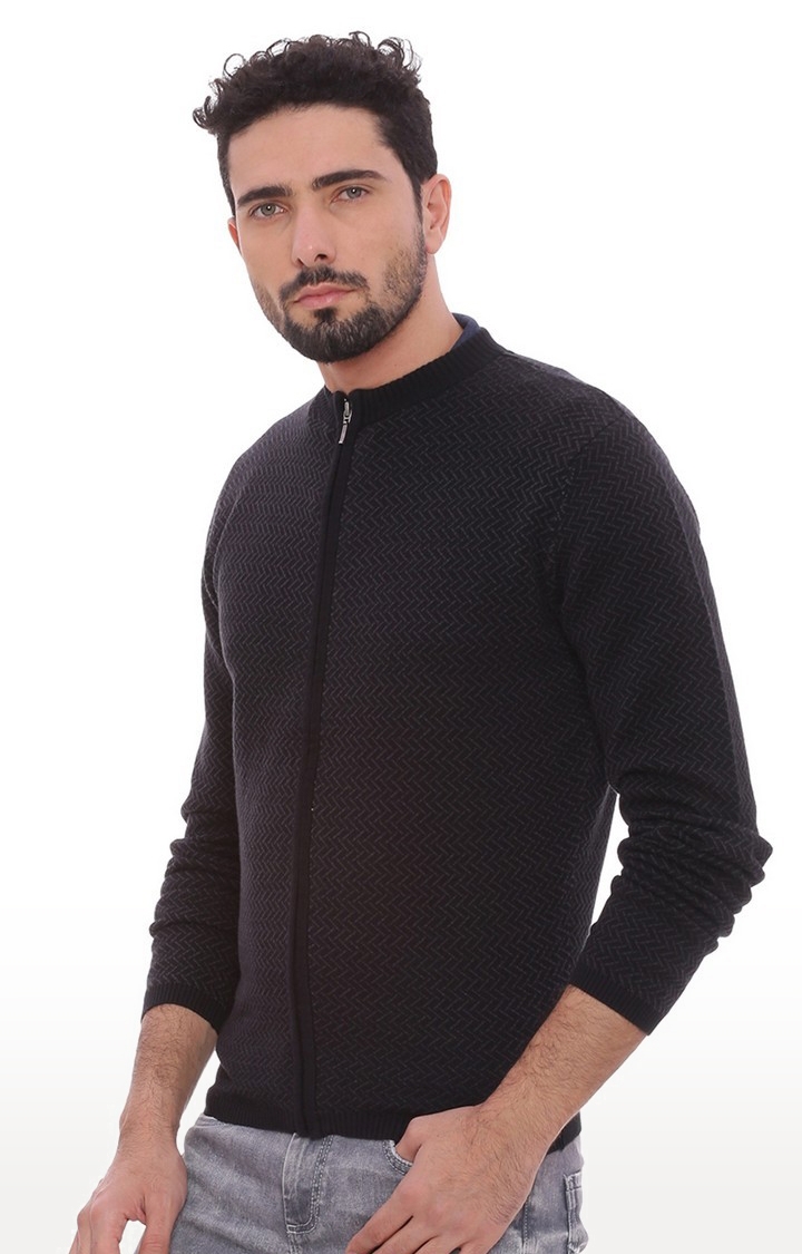 Men's Black Cotton Solid SweatShirt