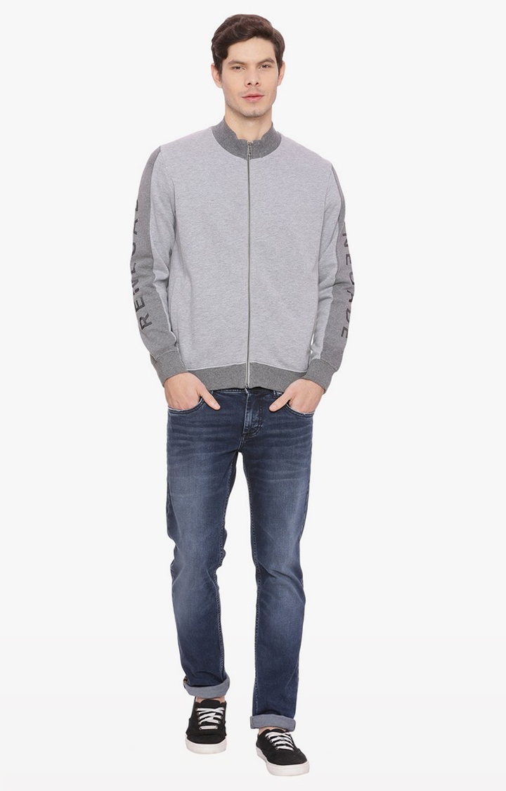 Basics | Men's Grey Cotton Blend Solid Sweaters 1