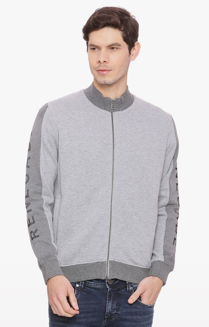 Basics | Men's Grey Cotton Blend Solid Sweaters 0