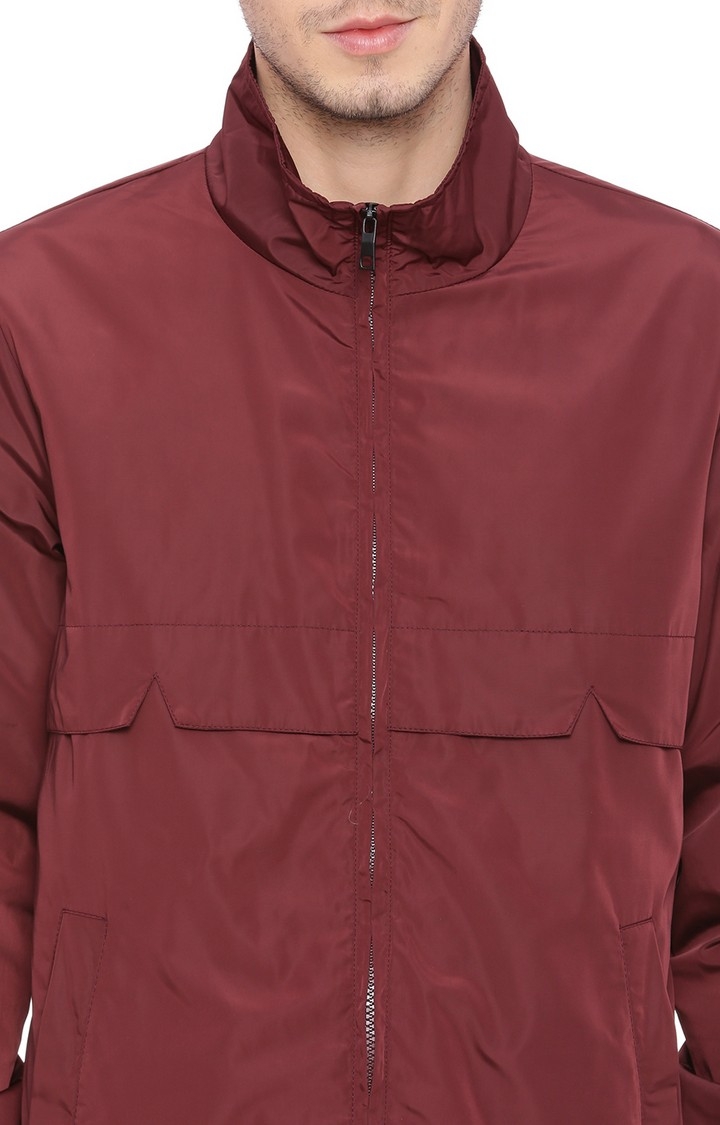 Basics | Men's Red Polyester Solid Windcheater 4