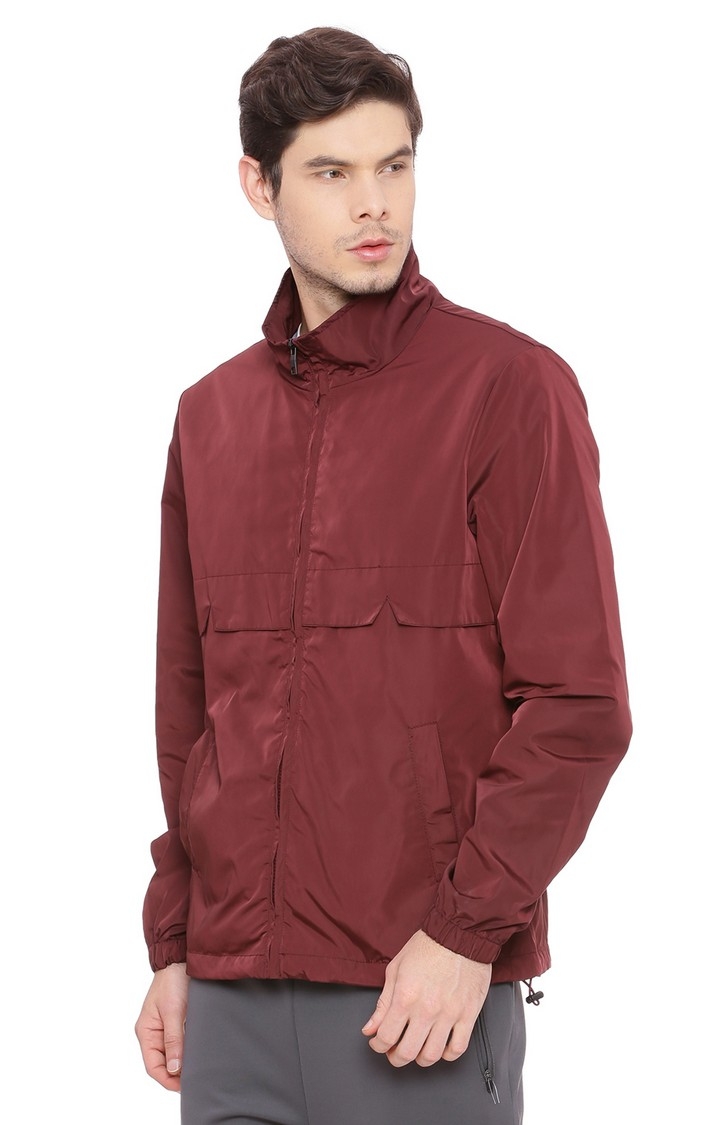 Basics | Men's Red Polyester Solid Windcheater 2