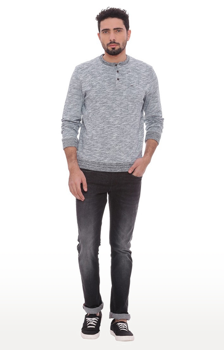 Basics | Men's Grey Cotton Melange Sweaters 0