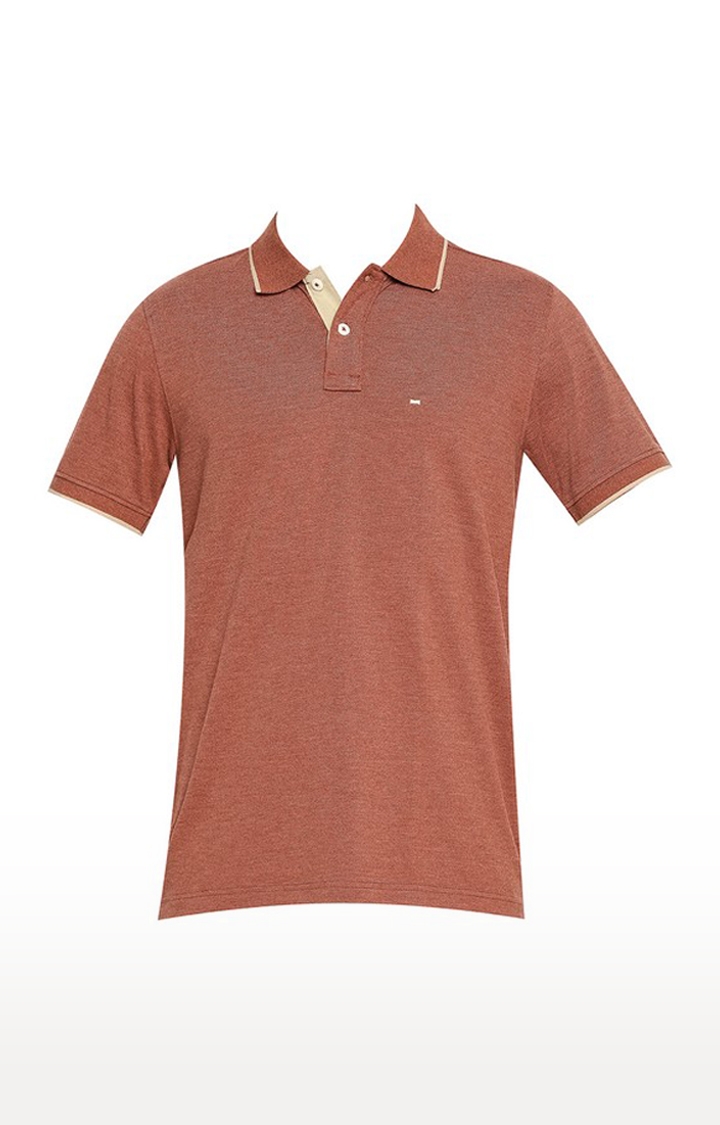Basics | Men's Brown Cotton Blend Solid Polo T-Shirt 1