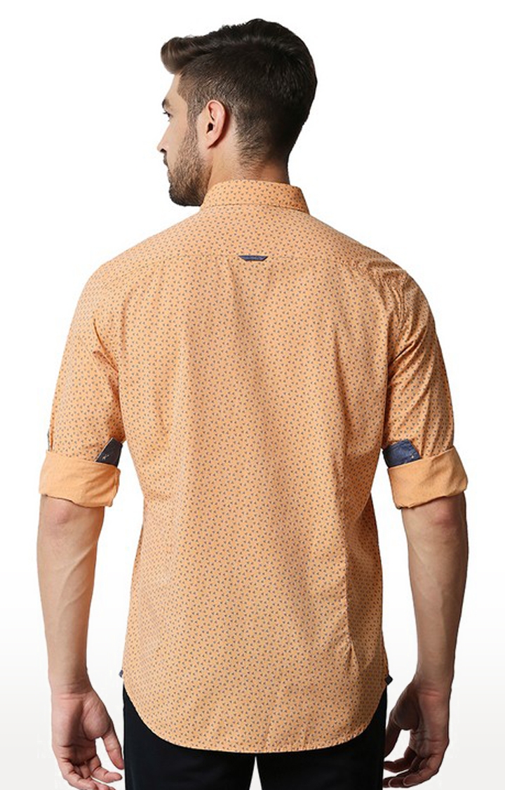 Basics | Men's Orange Cotton Printed Casual Shirt 0