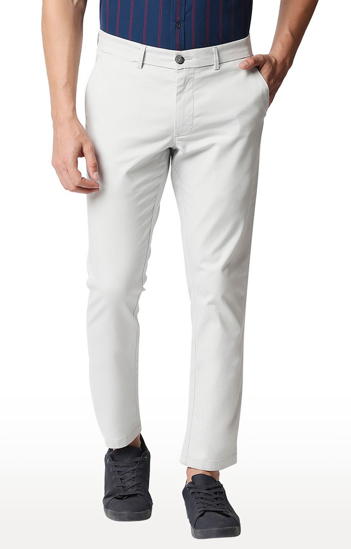 Basics | Men's Grey Cotton Blend Solid Trouser 0