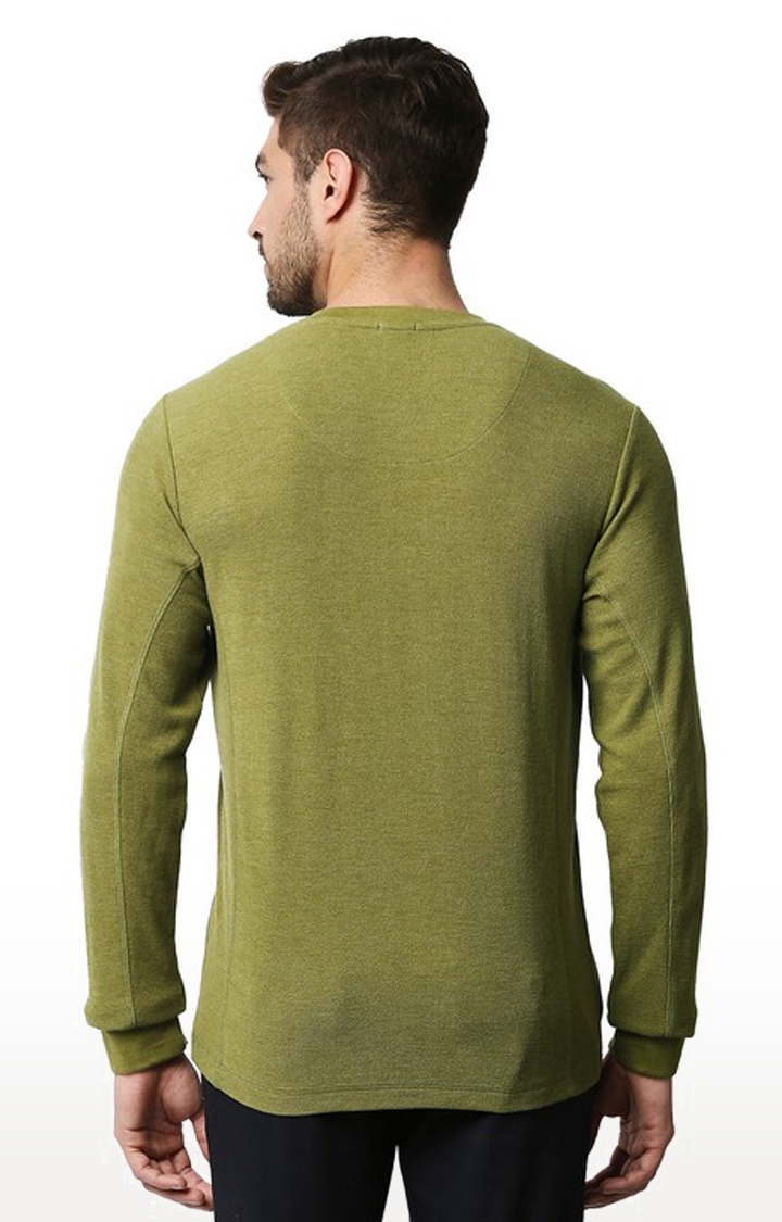 Basics | Men's Green Cotton Blend Solid T-Shirt 1