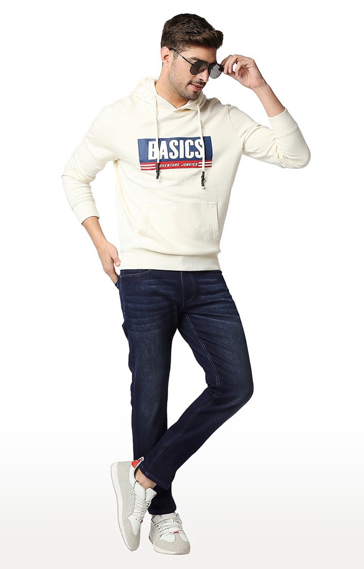 Basics | Men's Navy Cotton Blend Solid Jeans 1