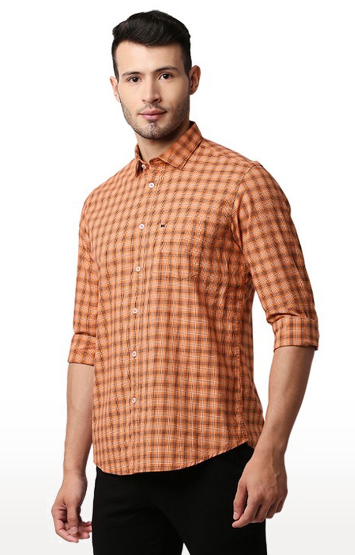 Basics | Men's Orange Cotton Solid Casual Shirt 1