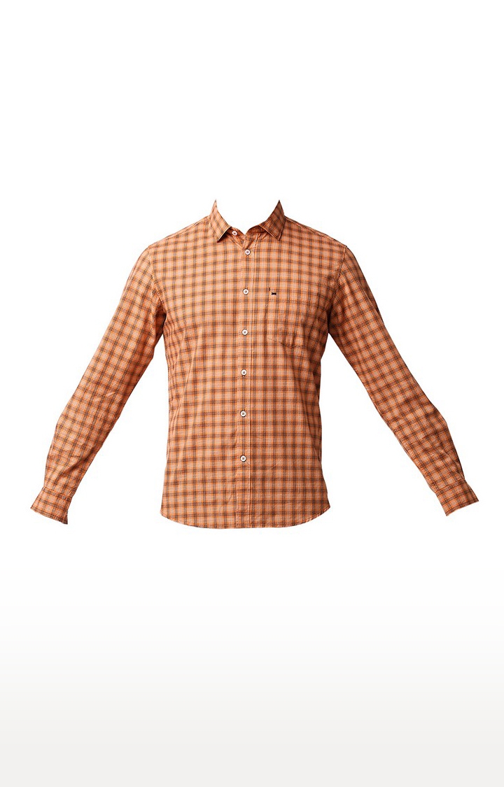 Basics | Men's Orange Cotton Solid Casual Shirt 2
