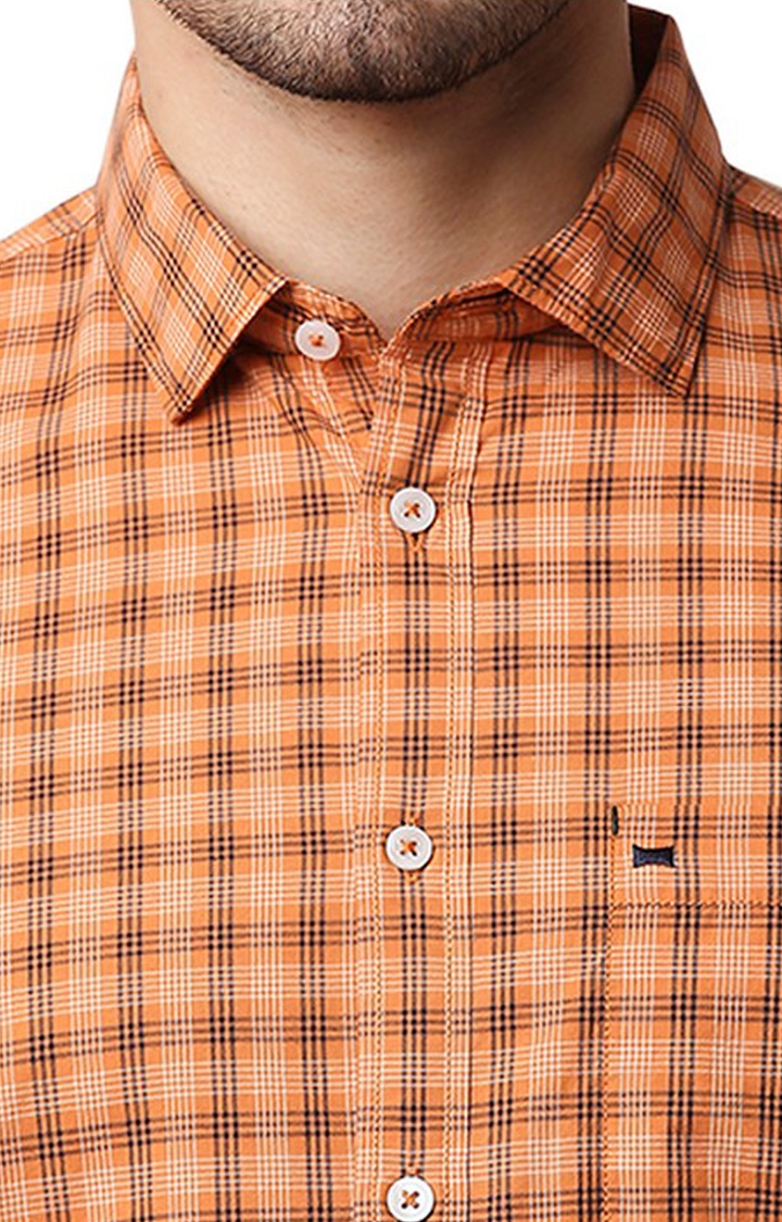 Basics | Men's Orange Cotton Solid Casual Shirt 3