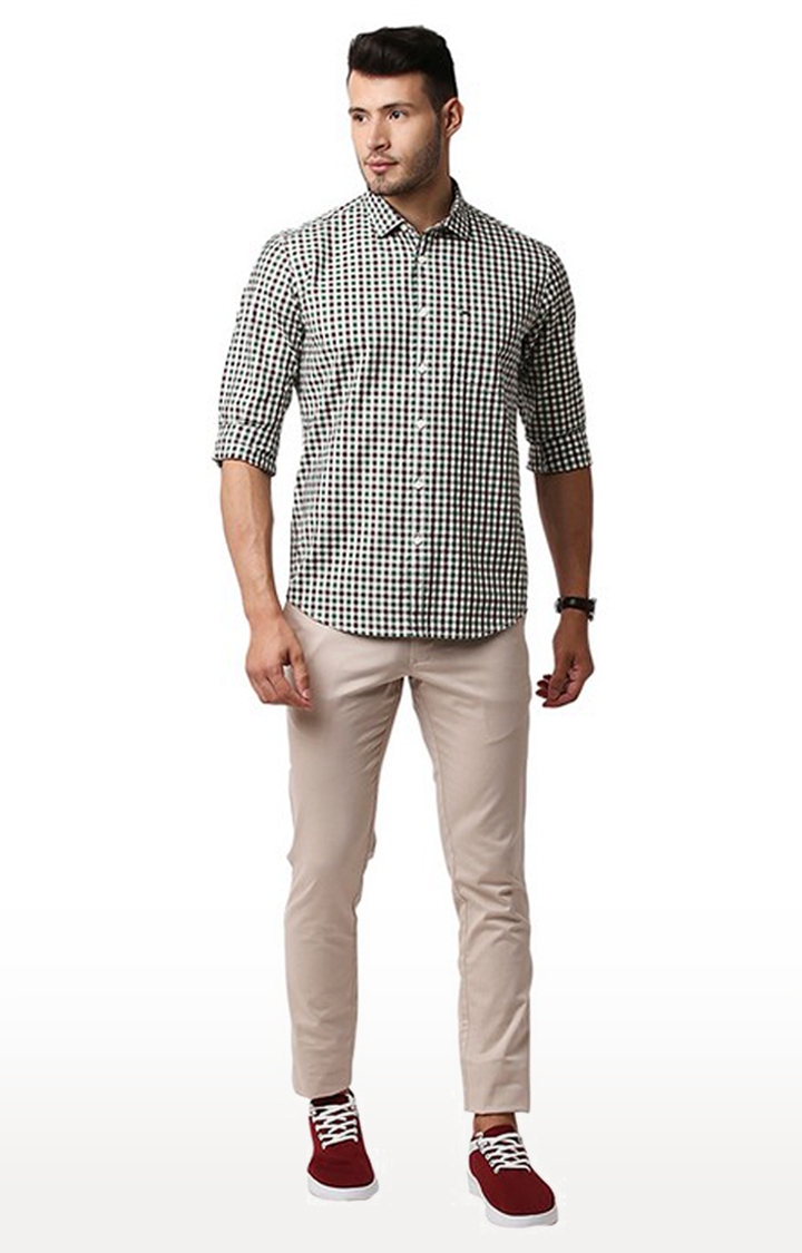 Basics | Men's Green Cotton Solid Casual Shirt 1