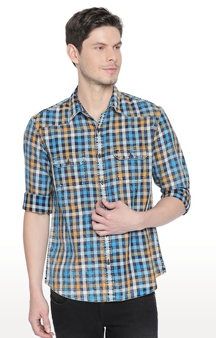 Basics | Men's Multi Cotton Checked Casual Shirt 0