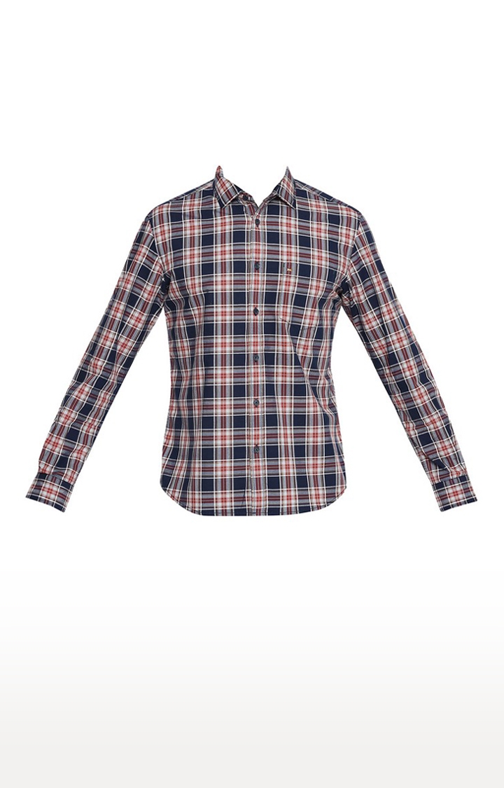 Basics | Men's Blue Cotton Checked Casual Shirt 0