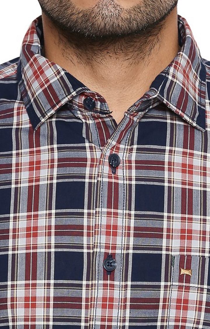 Basics | Men's Blue Cotton Checked Casual Shirt 1