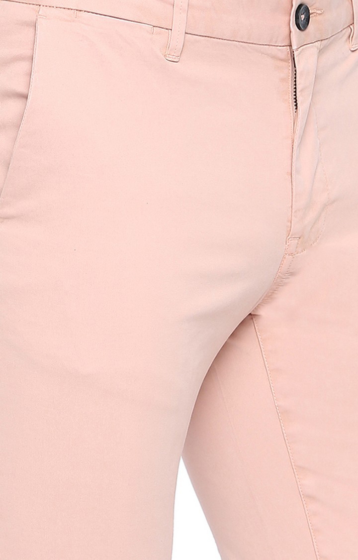 Basics | Men's Peach Cotton Blend Solid Trouser 0