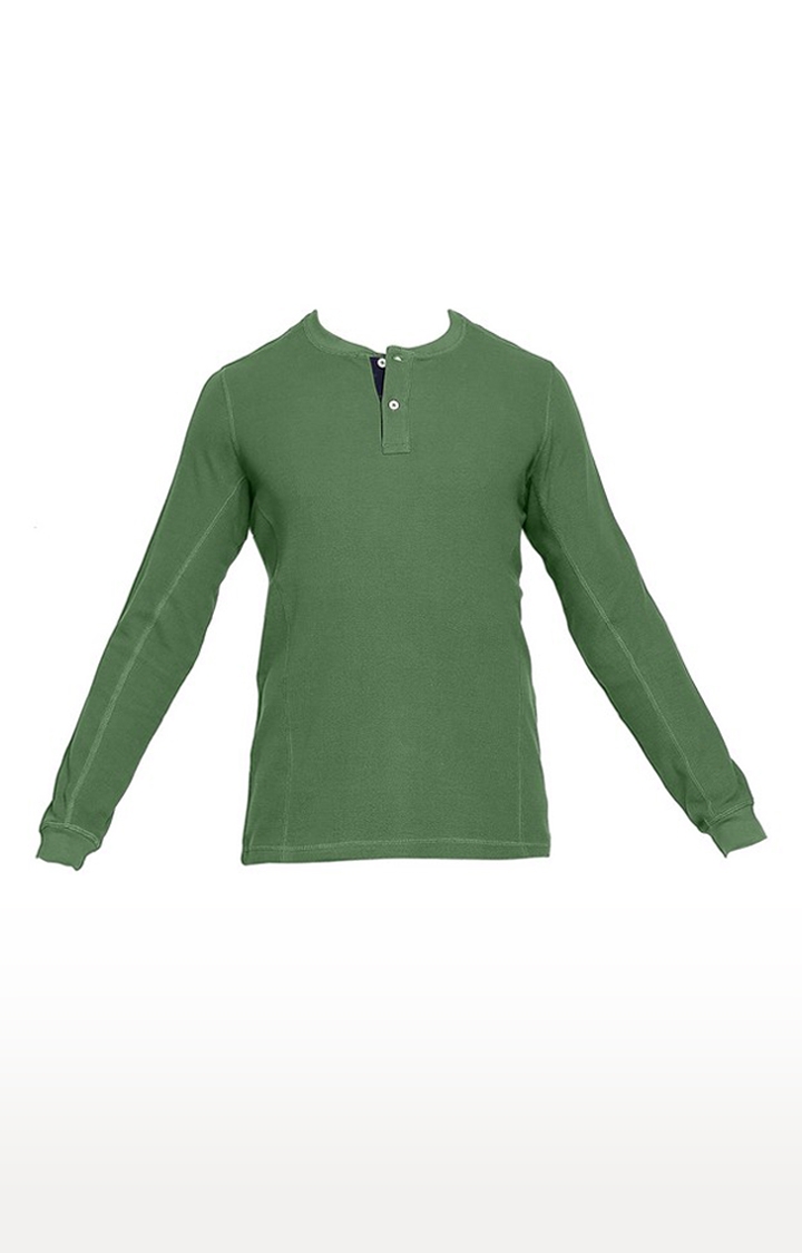 Basics | Men's Green Cotton Solid T-Shirt 0