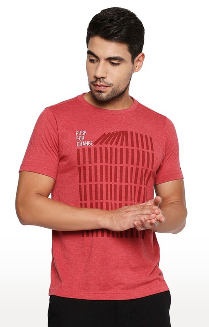 Basics | Men's Red Cotton Blend Solid T-Shirt 0