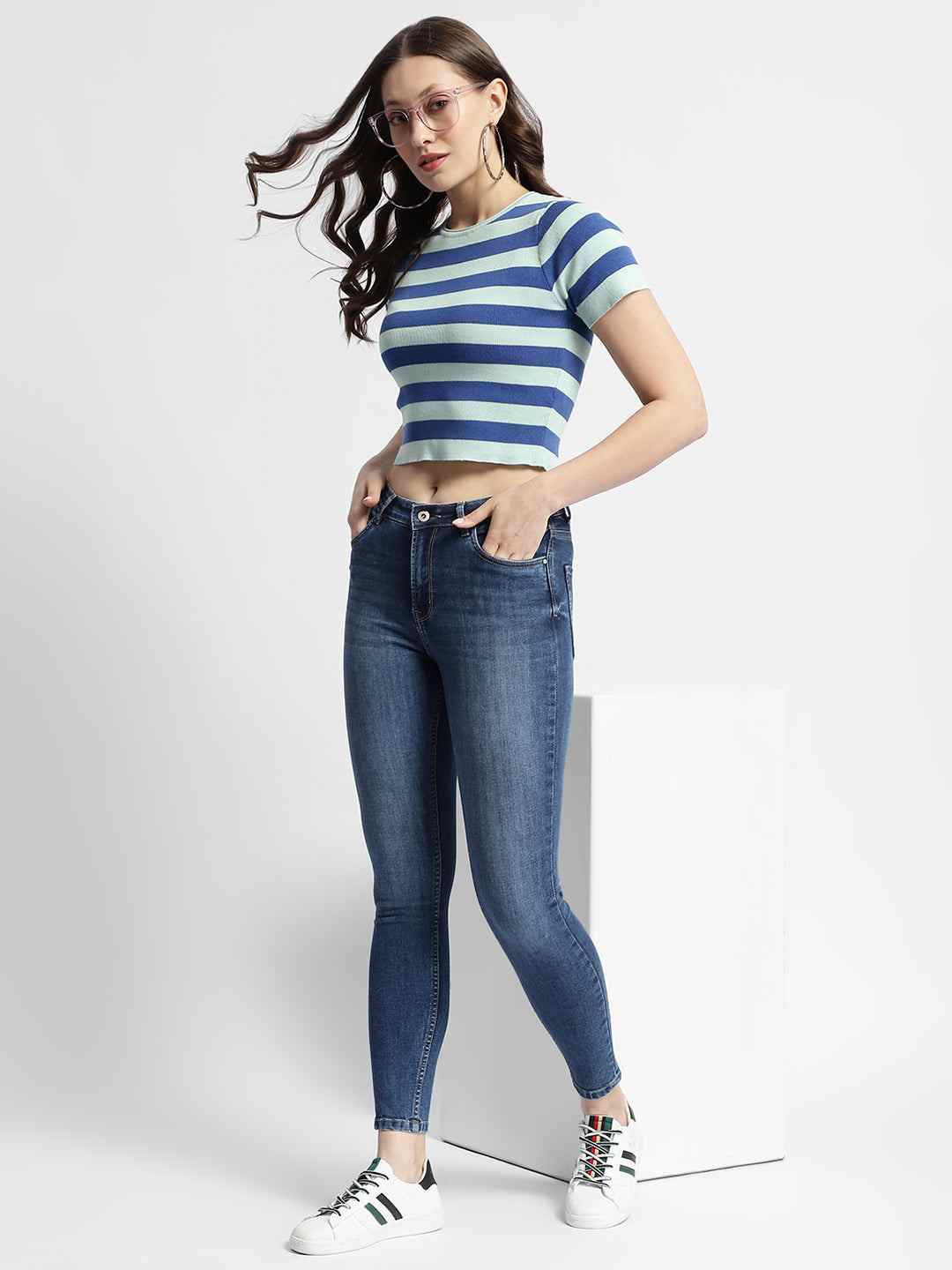 MADAME LADIES WESTERN JEANS M4S24007 1281 MID BLUE