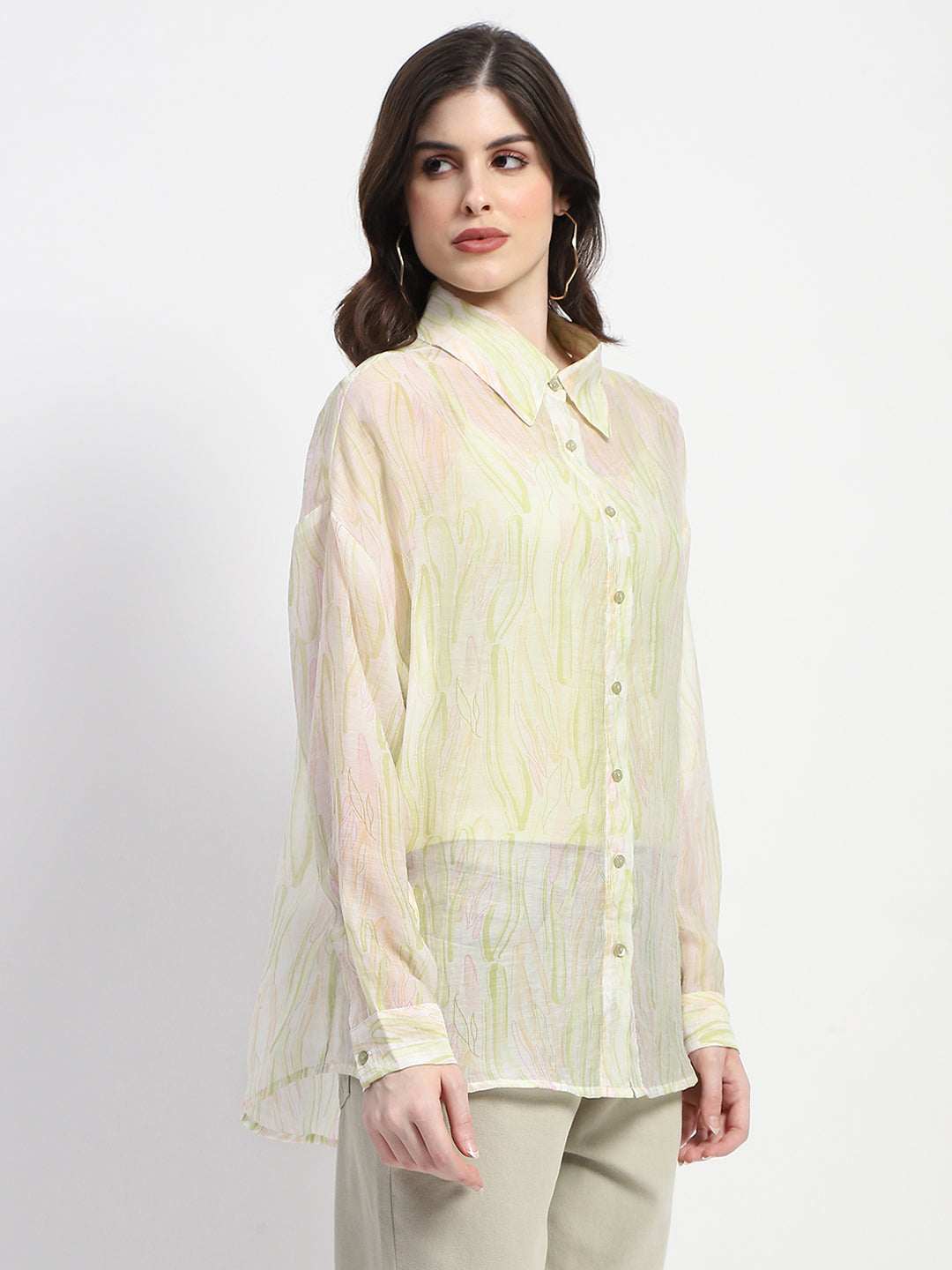 MADAME LADIES WESTERN TOP H/S M4S18219 305 LIME