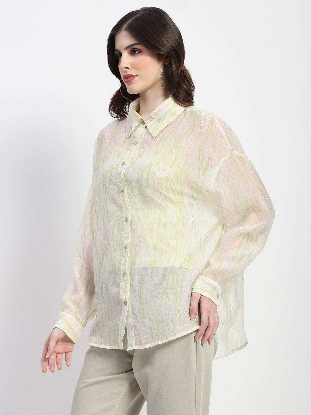 MADAME LADIES WESTERN TOP H/S M4S18219 305 LIME