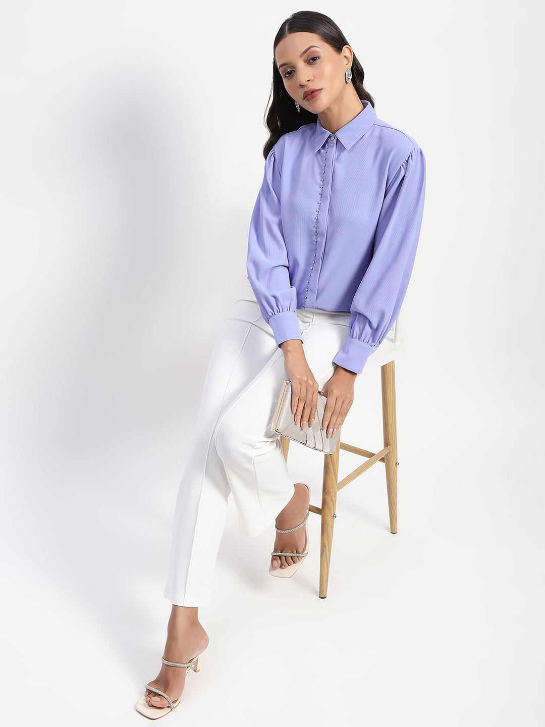 MADAME LADIES WESTERN TOP H/S M4S18108 024 MAUVE