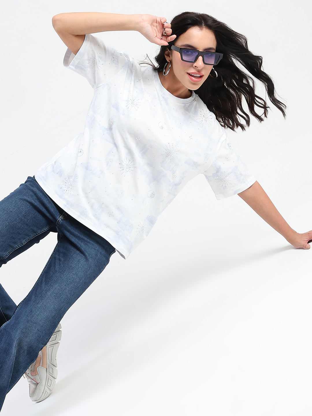 MADAME LADIES WESTERN TOP H/S M5S11247 266 SKY BLUE