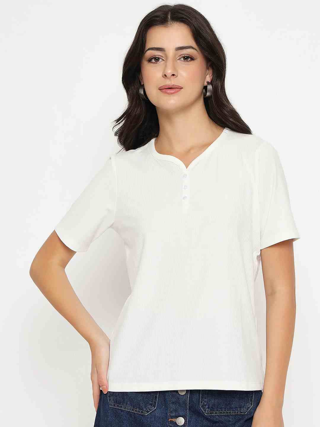 MADAME LADIES WESTERN TOP H/S M5S11001 040 WHITE
