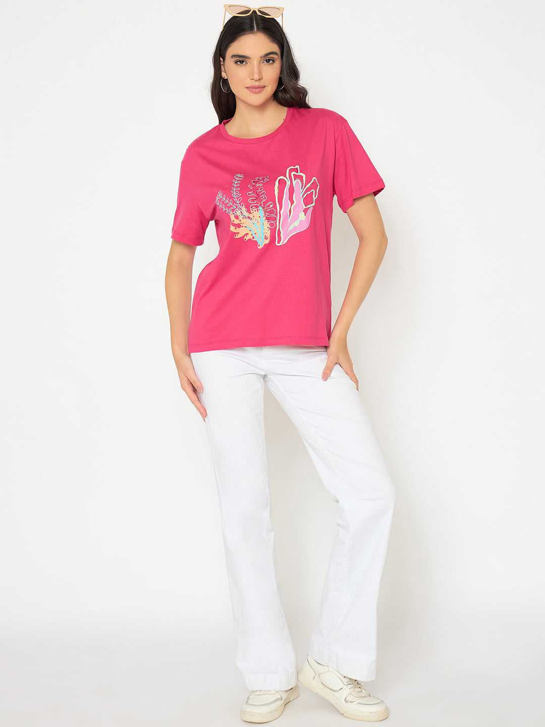 MADAME LADIES WESTERN TOP F/S M5S11239 076 HOT PINK