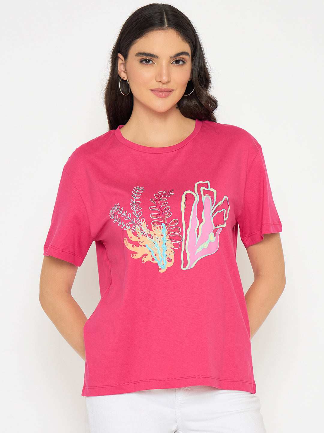 MADAME LADIES WESTERN TOP F/S M5S11239 076 HOT PINK