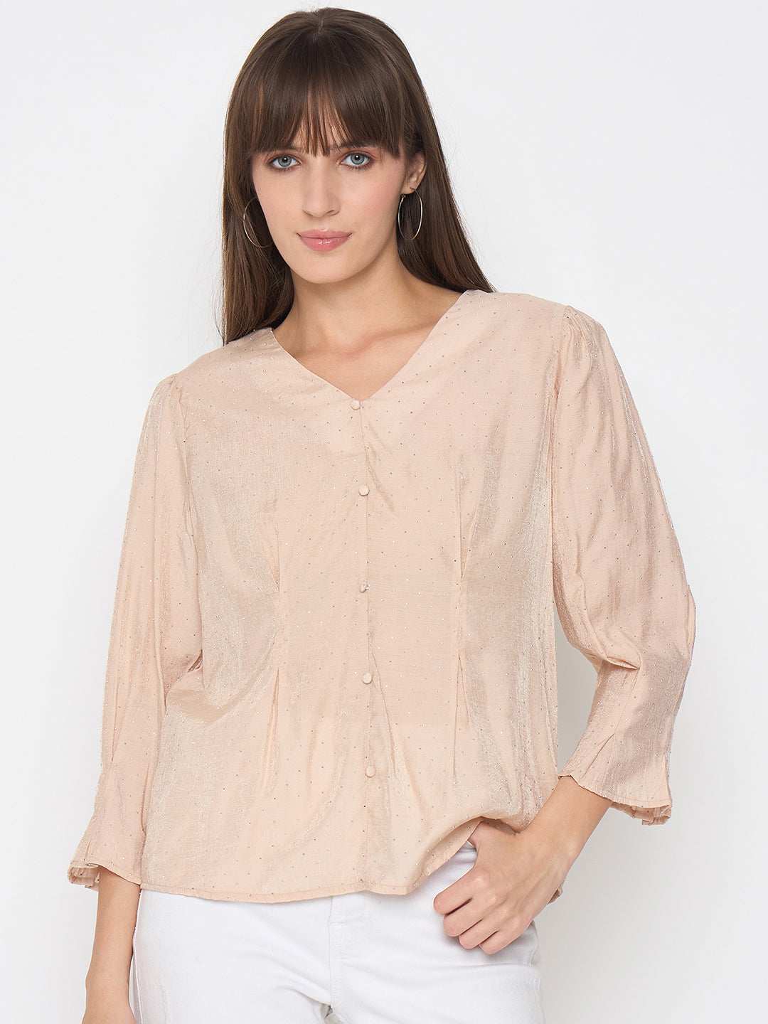 MADAME LADIES WESTERN TOP H/S M5S18922 001 BEIGE