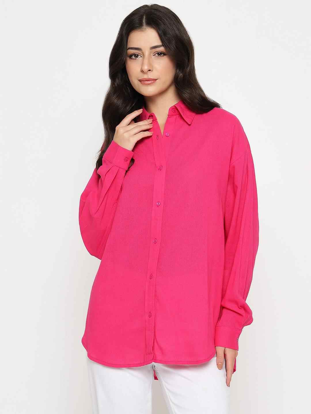 Madame Ladies Western Shirt F/S M5S18266 076 Hot Pink