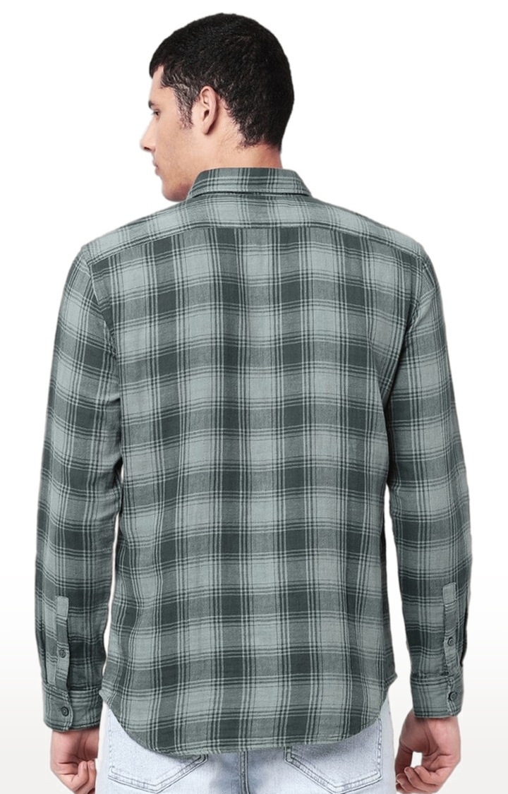 celio | Men's Green Checked Casual Shirts 4