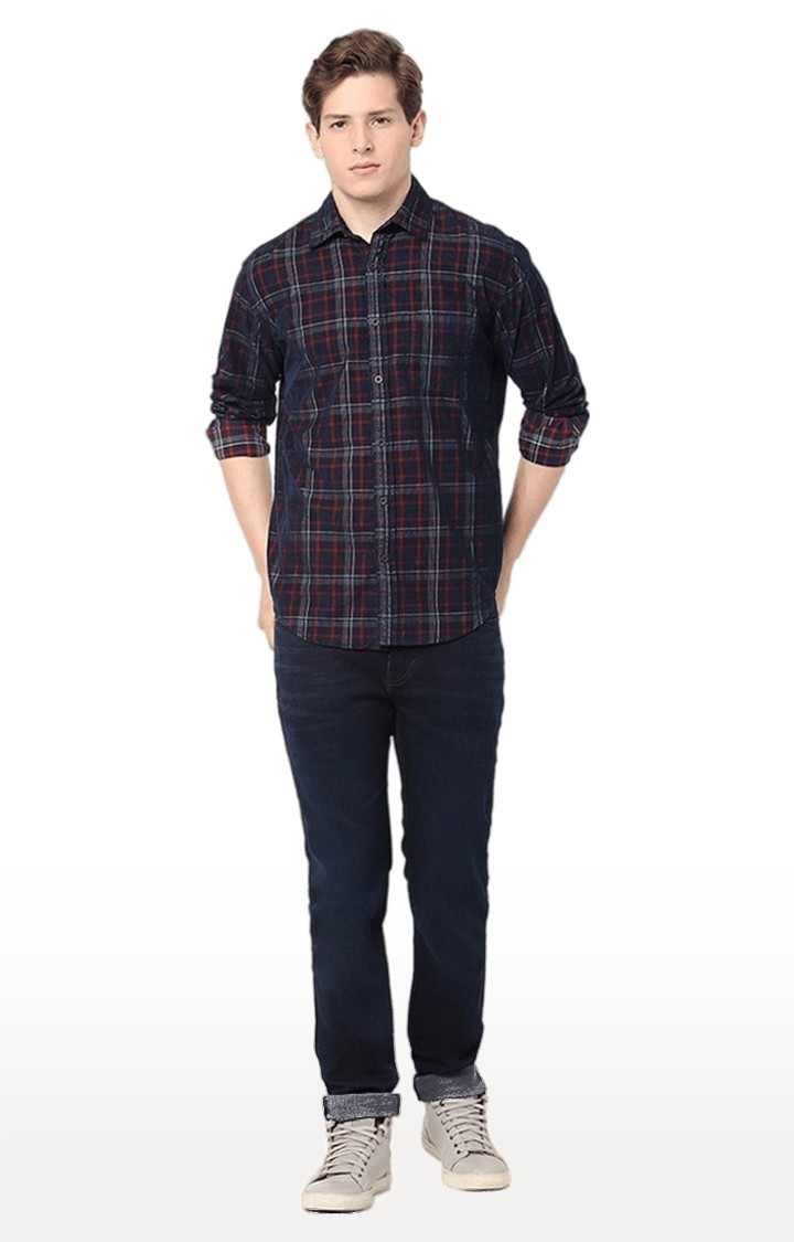 Men's Blue Checked Casual Shirts
