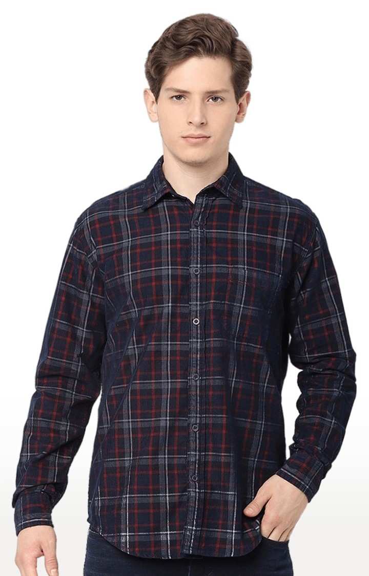Men's Blue Checked Casual Shirts
