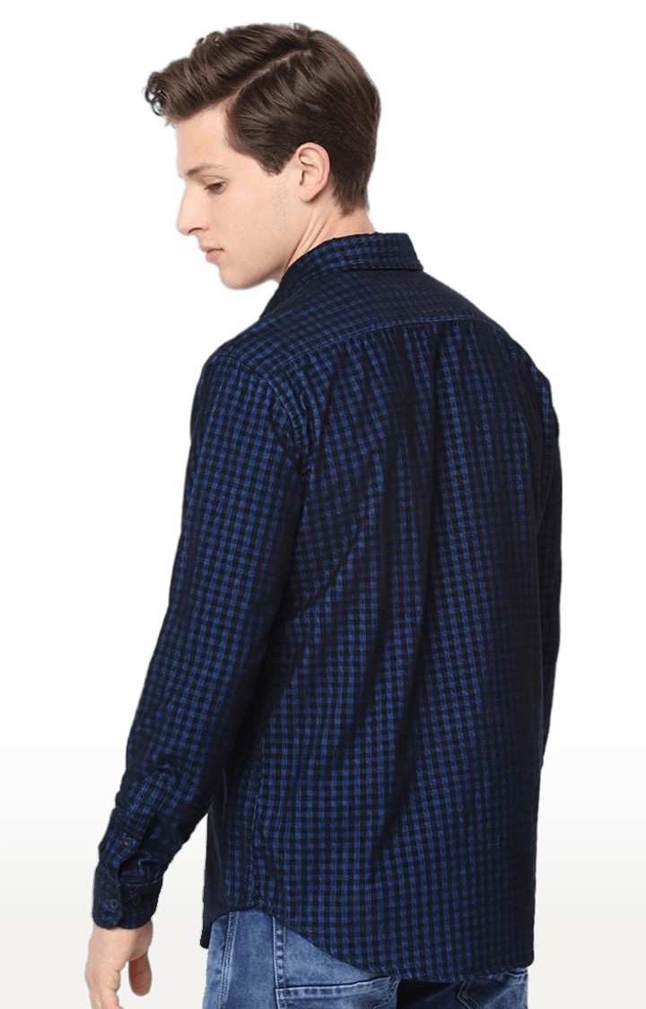 Men's Blue Checked Casual Shirts