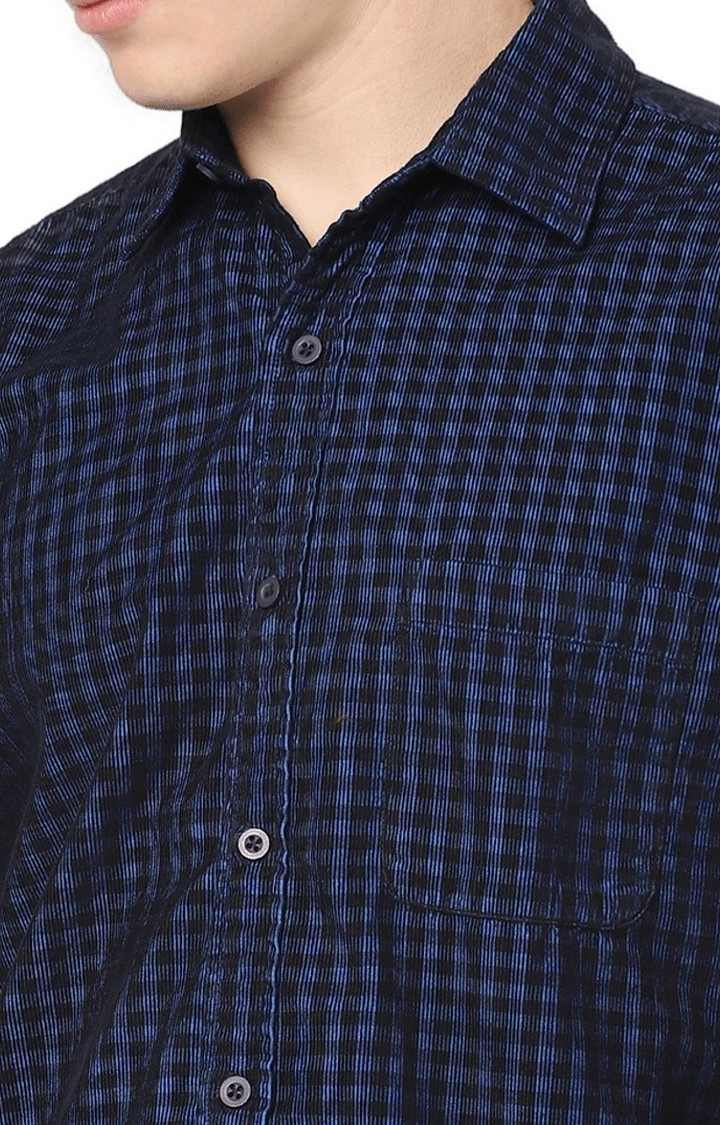 Men's Blue Checked Casual Shirts