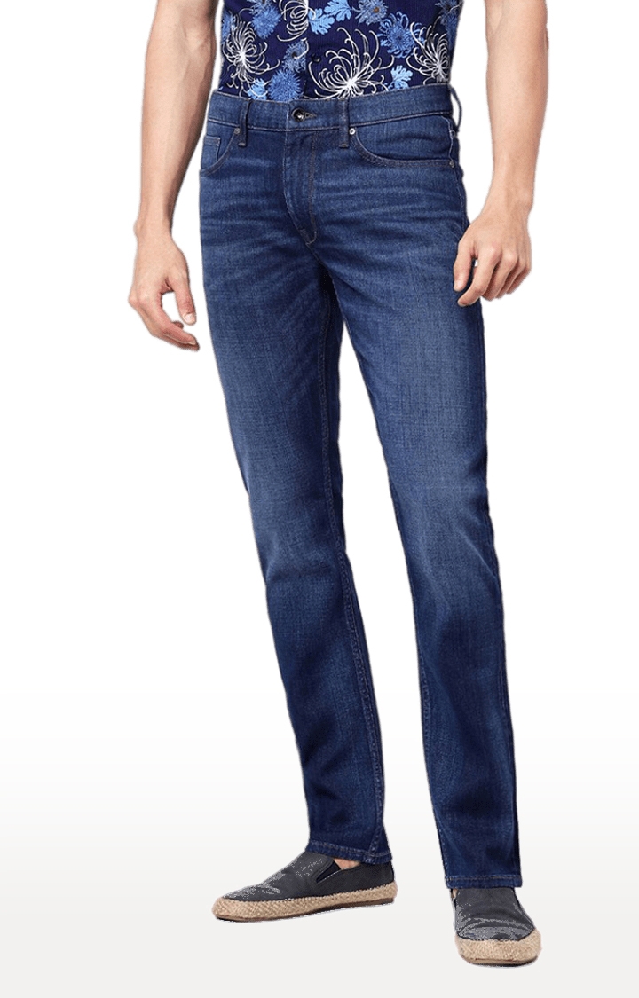 celio | Men's Blue Cotton Blend Solid Straight Jeans