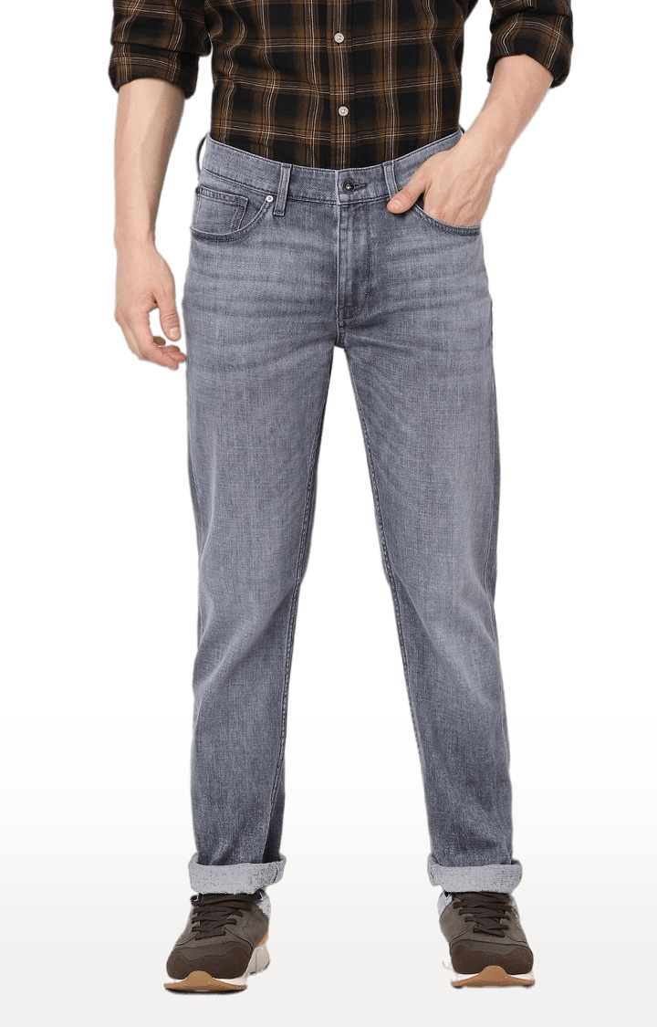 celio | Men's Grey Cotton Solid Straight Jeans