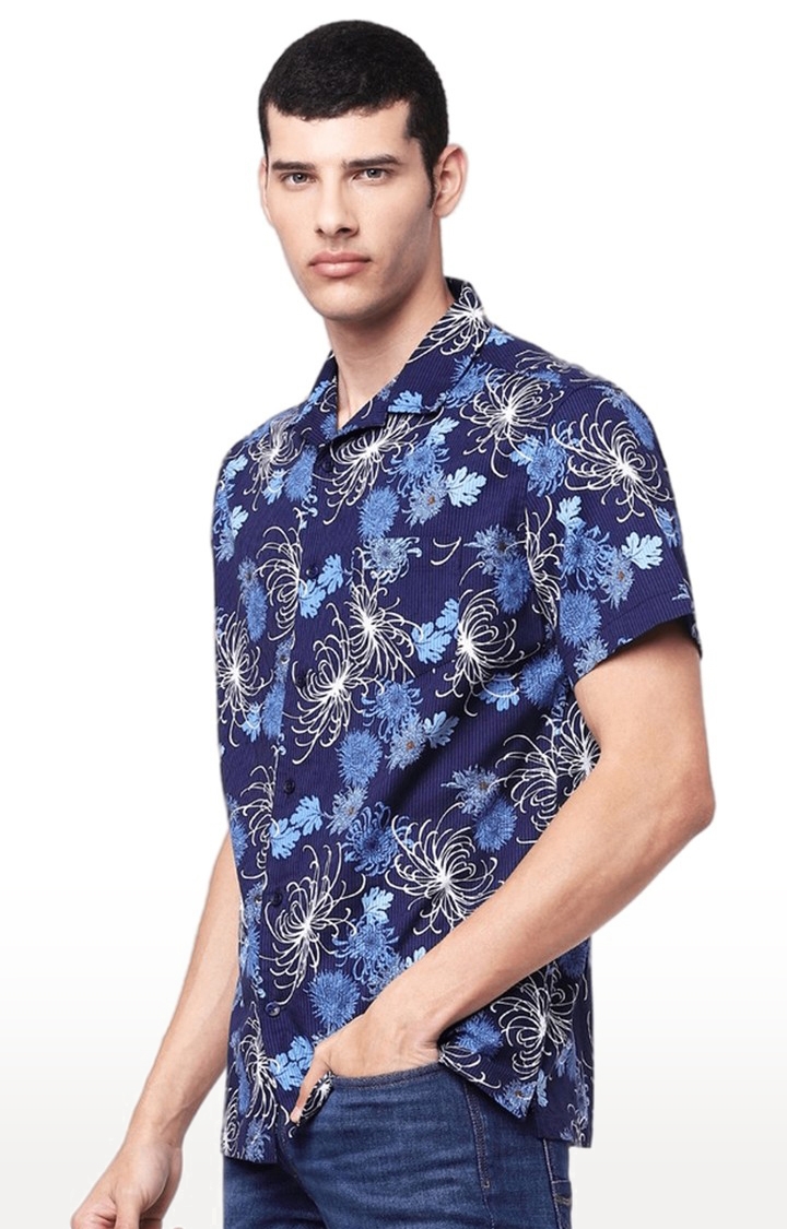 celio | Men's Blue Floral Casual Shirts 3