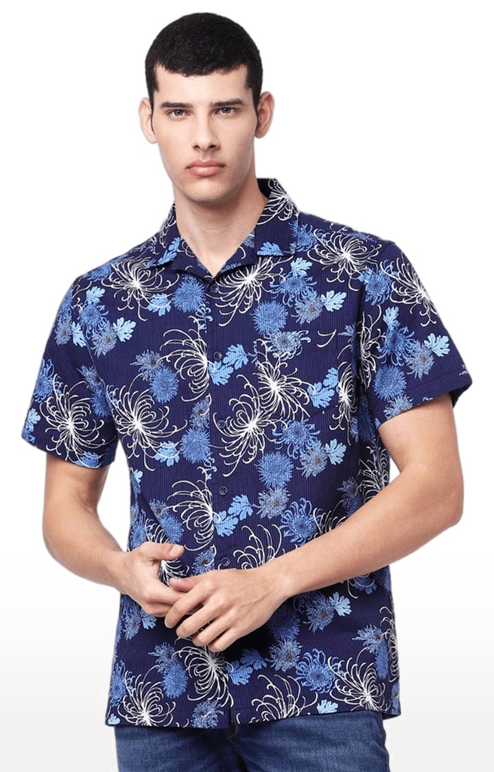 celio | Men's Blue Floral Casual Shirts 0
