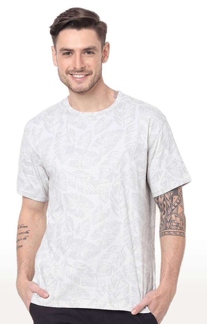 celio | Men's Grey Printed Regular T-Shirts 0
