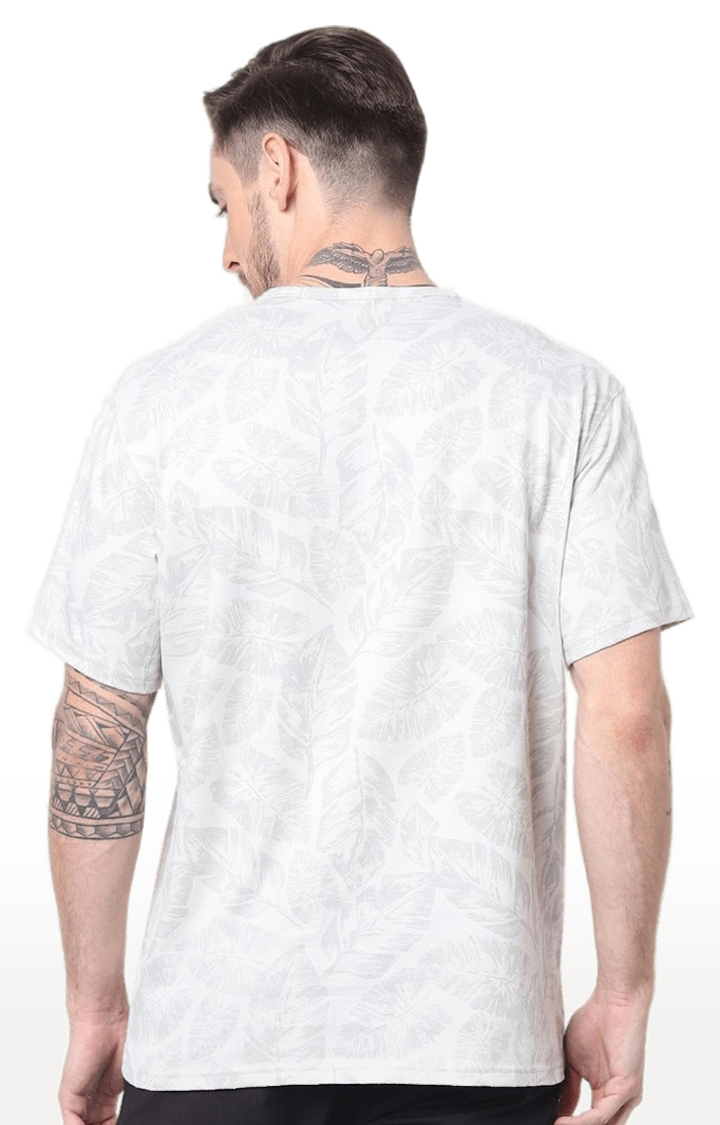 celio | Men's Grey Printed Regular T-Shirts 4