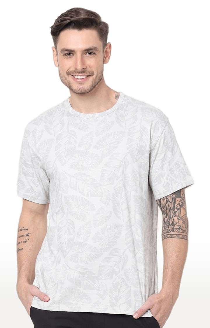 Men's Grey Printed Regular T-Shirts